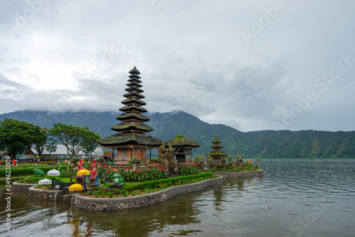 Beautiful view of Pura Ulun Danu Bratan, a Hindu temple on Bratan lake, Bali, Indonesia. 