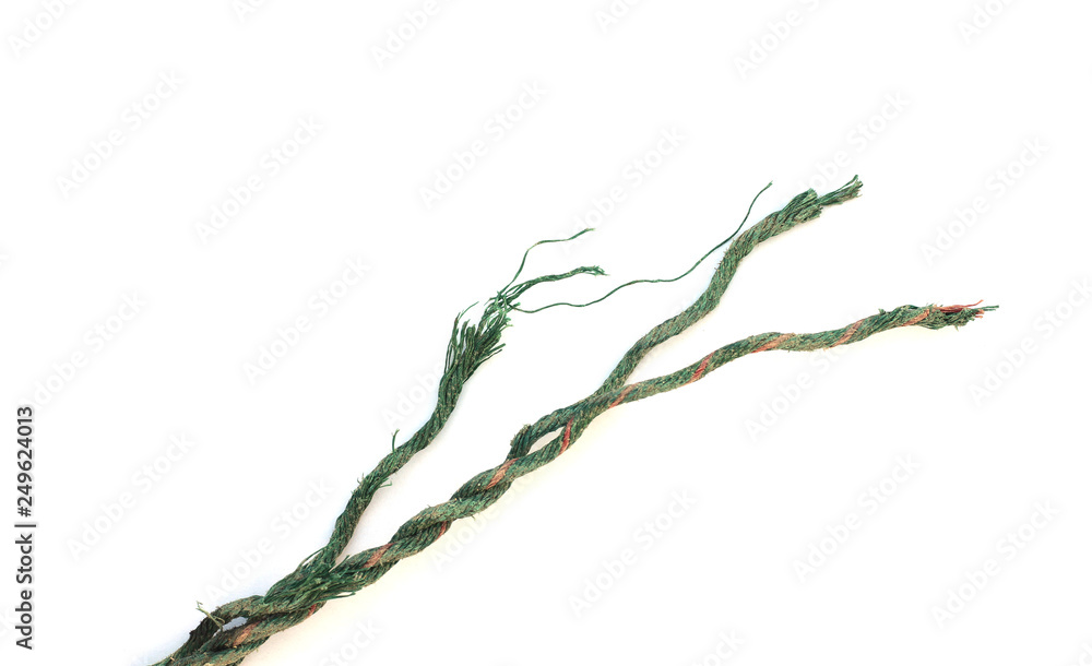 old rope on white background.