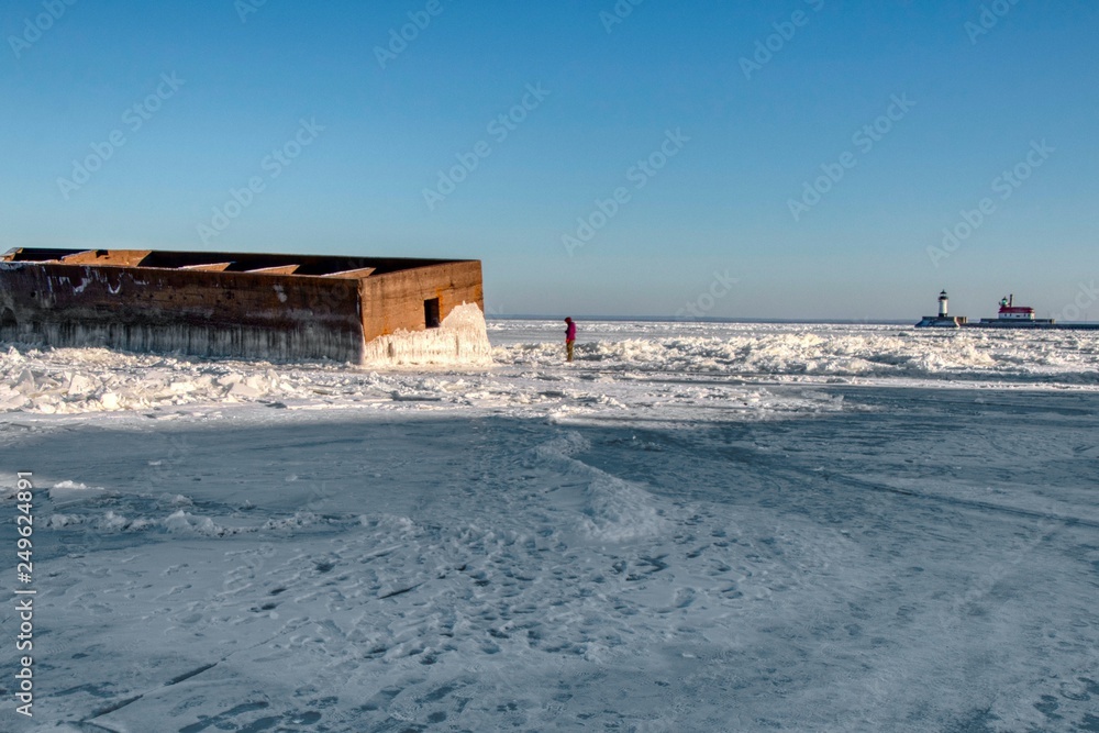 Frozen Lake Superior in Duluth, Minnesota