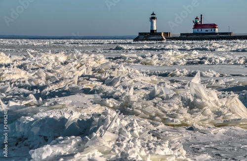 Quadro su tela Frozen Lake Superior in Duluth, Minnesota