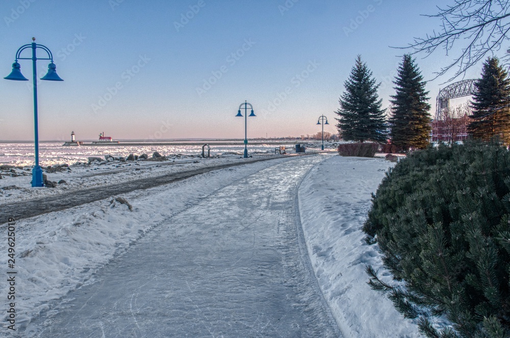 Frozen Lake Superior in Duluth, Minnesota