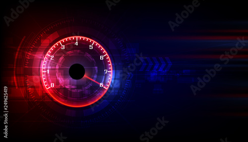 Speed motion background with fast speedometer car. Racing velocity background.