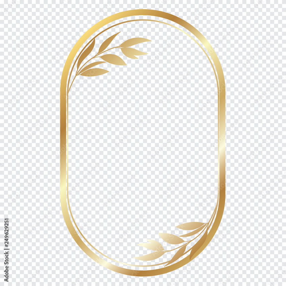 Gold frame design isolate on transparent background Stock Vector
