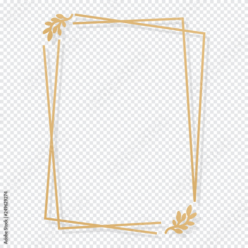Gold frame design isolate on transparent background