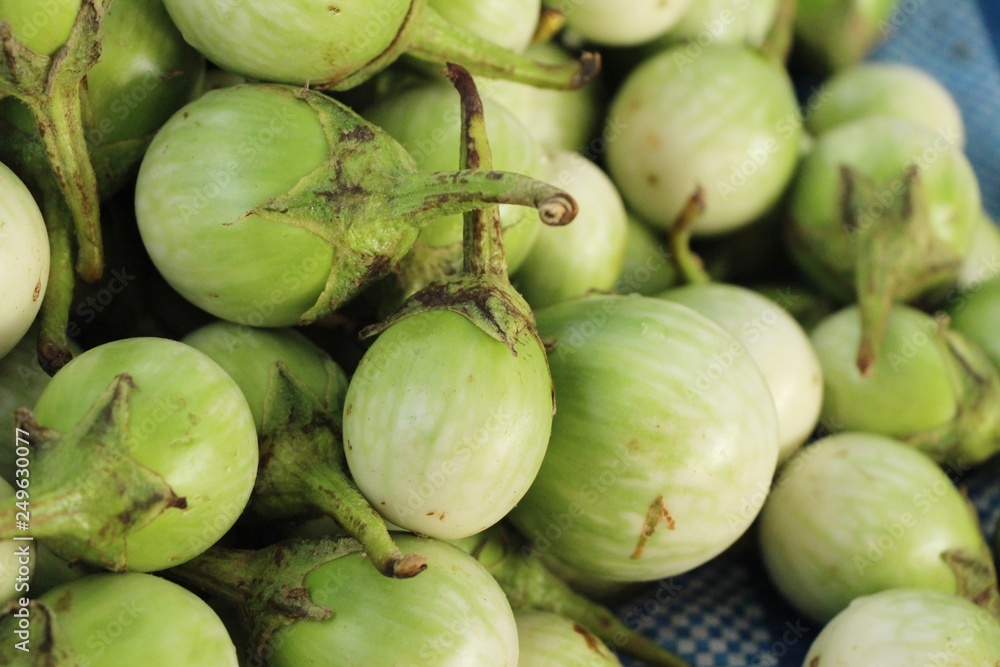 Fresh eggplant green organic at street food Fresh eggplant green organic at street food