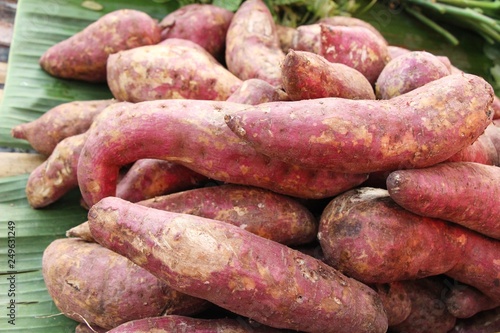 Fresh yam in the market for cooking