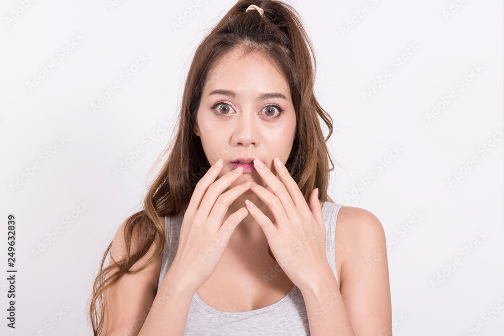 Beautiful smiling woman portrait on white background Beautiful smiling woman portrait on white background