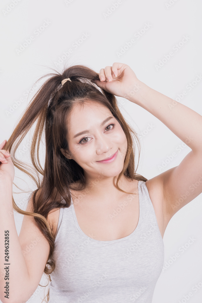Beautiful smiling woman portrait on white background Beautiful smiling woman portrait on white background