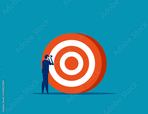 Businessman searching target. Concept business vector illustration, Successful, Achievement, Goal.