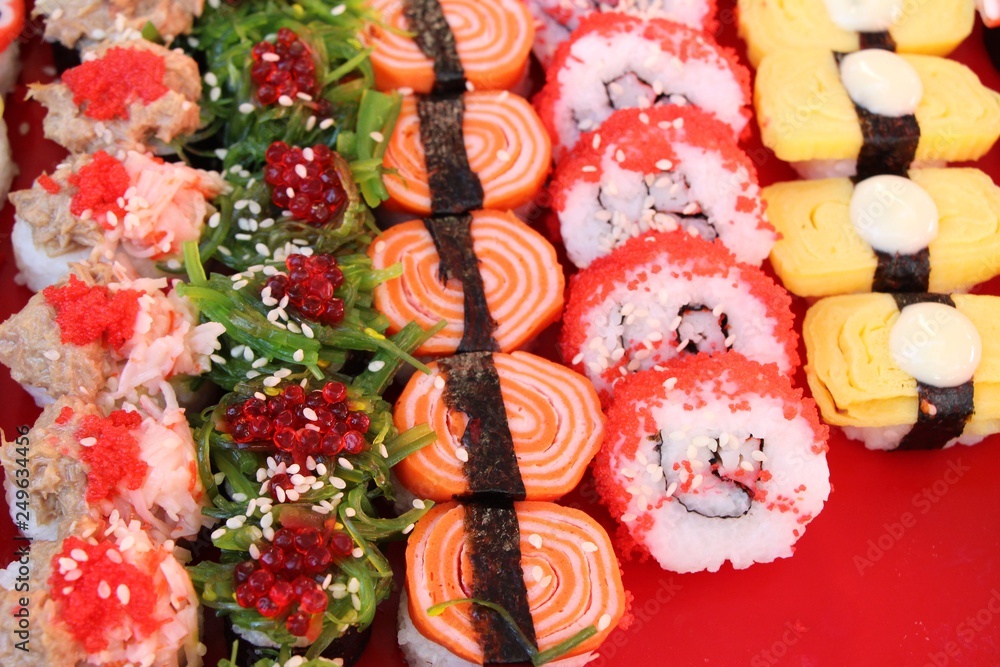 Mixed roll sushi set delicious, Japanese food