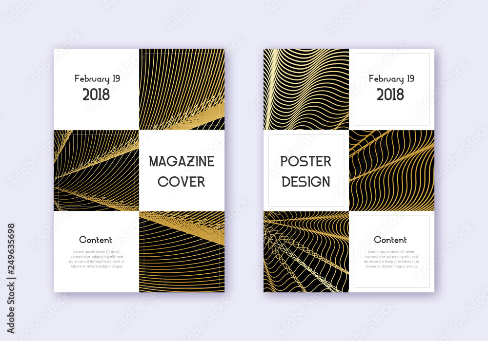 Business cover design template set. Gold abstract 