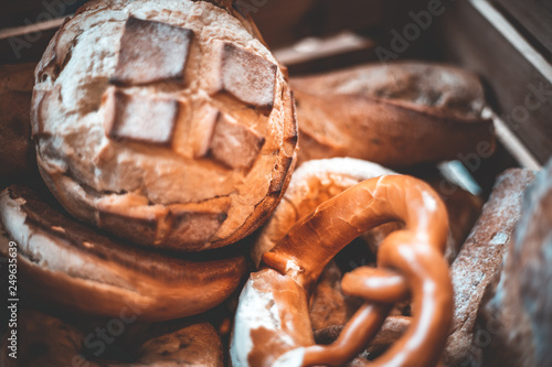 Baked bread in vintage color
