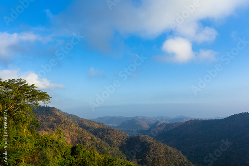 Beautiful view of mountain with blue sky natural background