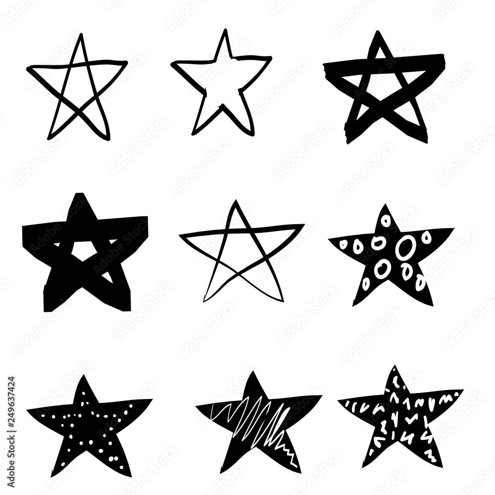 hand drawn vector stars in doodle style hand drawn vector stars in doodle style