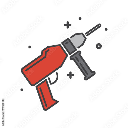 Tool hammer drill line icon on white background for graphic and web design, Modern simple vector sign. Internet concept. Trendy symbol for website design web button or mobile app