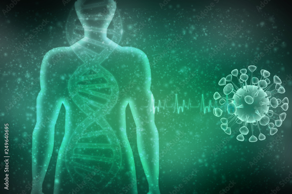 2d illustration Abstract model of human body of DNA molecule 2d illustration Abstract model of human body of DNA molecule
