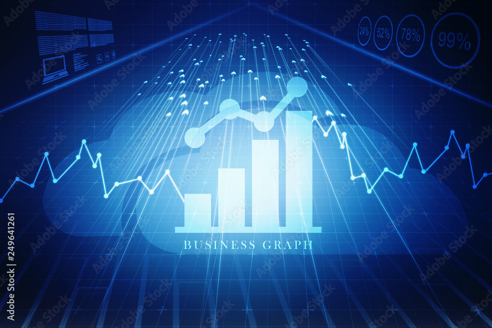Naklejka premium 2d rendering Stock market online business concept. business Graph 
