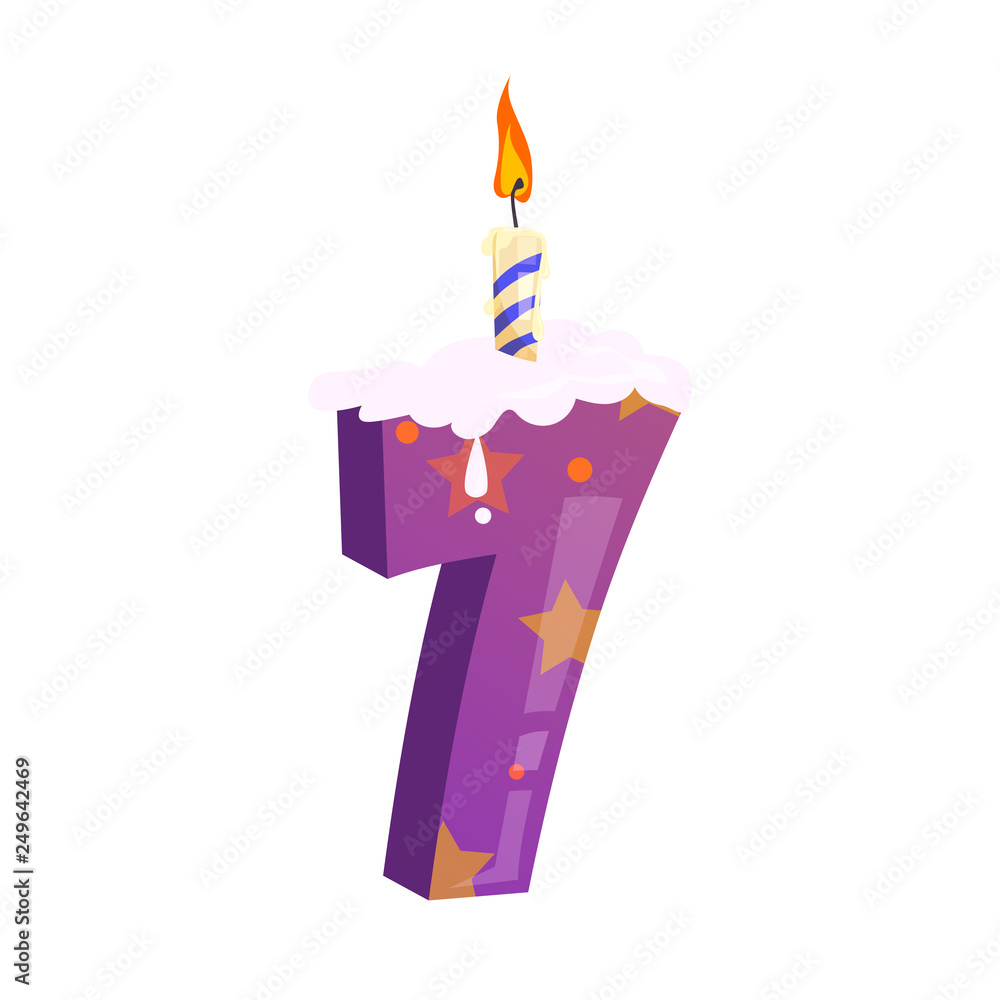Number seven candle illustration Number seven candle illustration