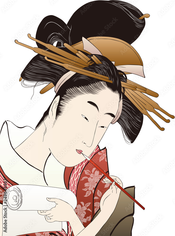 青楼七小町玉屋内花紫stock Vector Adobe Stock