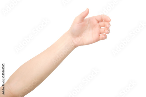 Hands holding something isolated with clipping path.