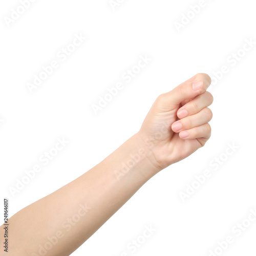 Hands holding something isolated with clipping path. © JuYochi
