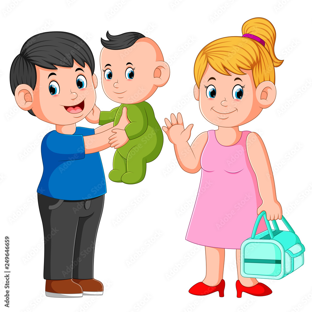 Smiling mother and father holding their newborn baby Smiling mother and father holding their newborn baby