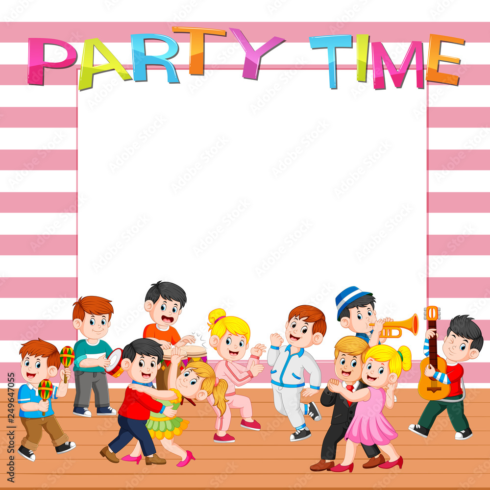 paper template with people having party paper template with people having party