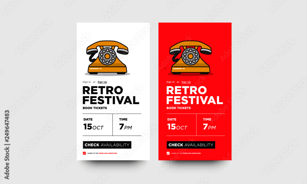 Fototapeta premium Retro Festival Booking App Interface Design