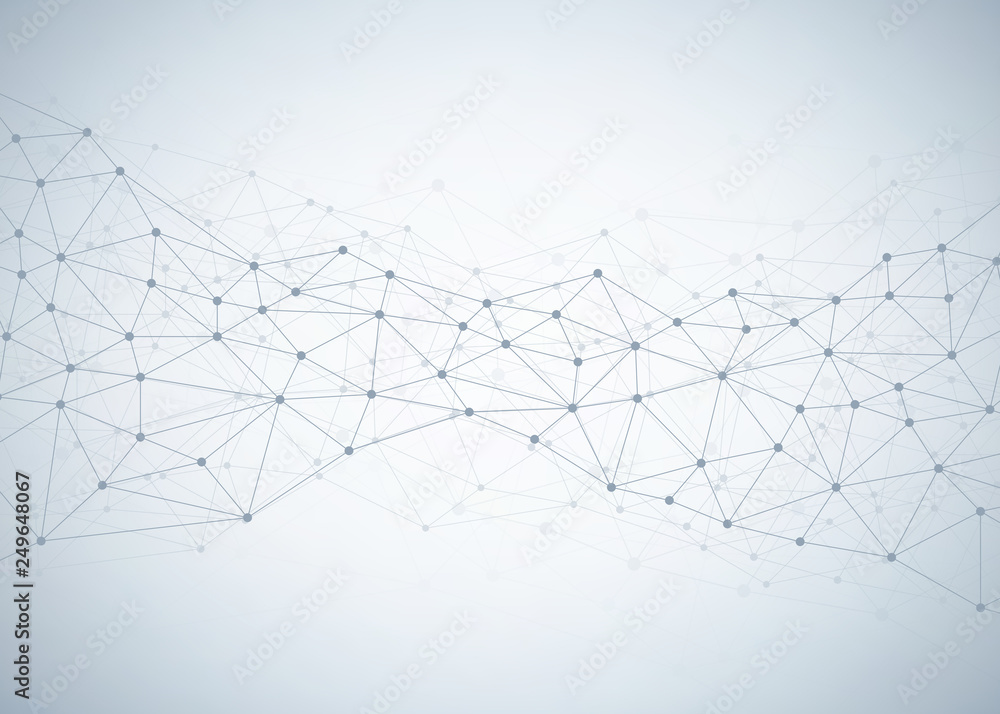 Abstract technology background with connecting dots and lines. Data and technology concept. Internet network connection