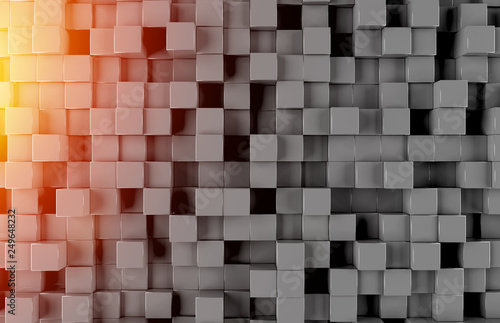 Black square background pattern 3D rendering