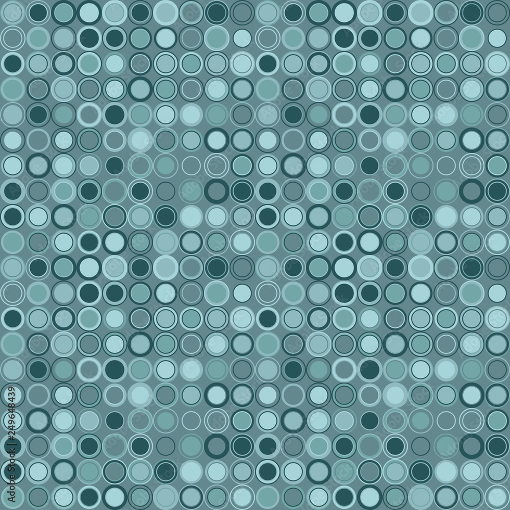 Geometric seamless pattern. The elements have round shape and different color, arranged on teal. Useful as design element for texture and artistic composition. Geometric seamless pattern. The elements have round shape and different color, arranged on teal. Useful as design element for texture and artistic composition.