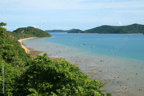 seashore at low tide with bare stones