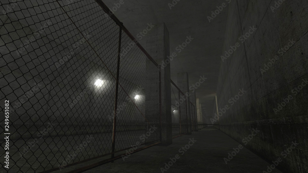 Virtual World - Empty Hallway - 3D Illustration