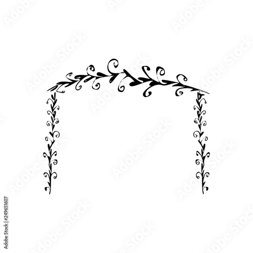 Arch wedding. Chuppah. Doodle. hand draw. Sketch. Vector illustration on isolated background