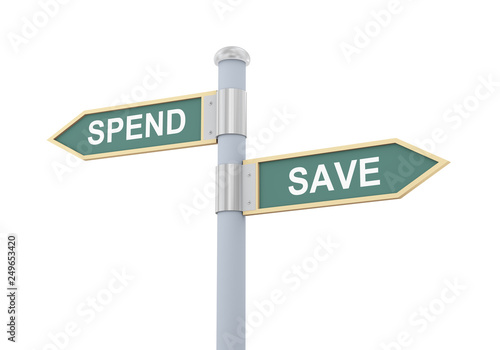 3d spend save road sign