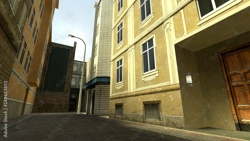 Virtual World - Empty Street - 3D Illustration
