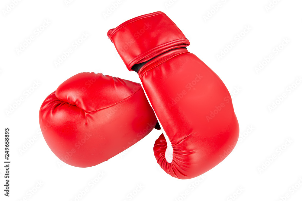 two red boxing glove isolated in white background
