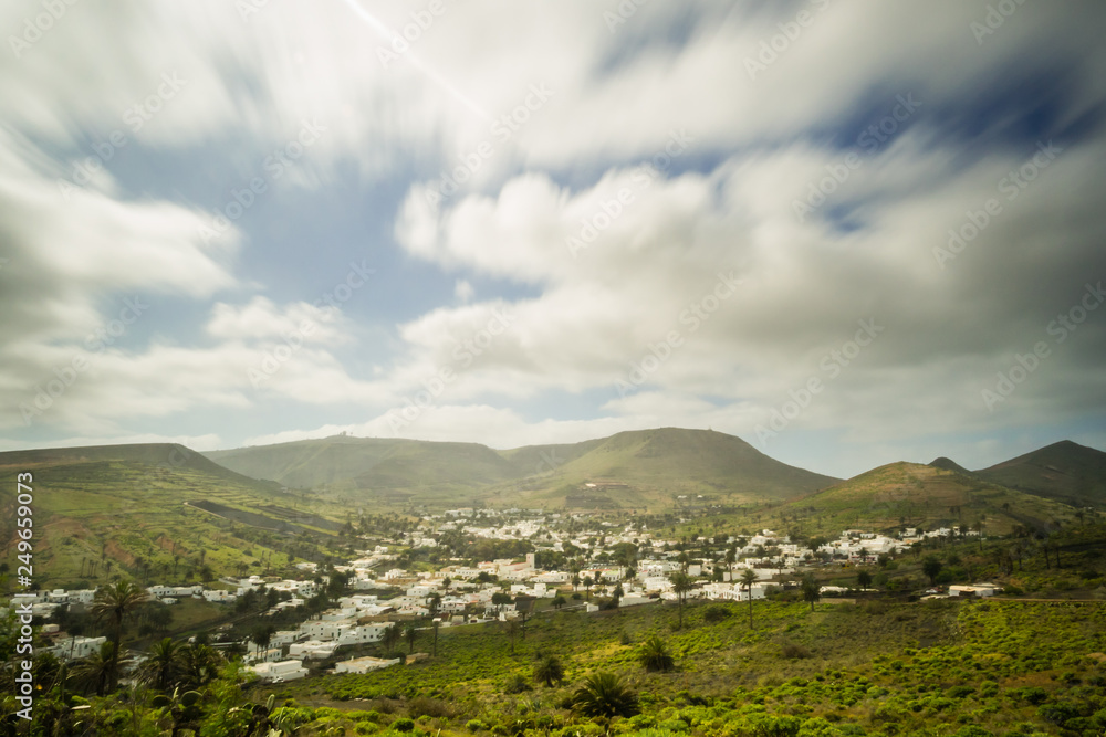 .View of Haria, the valley of the thousand palm trees in Lanzarote