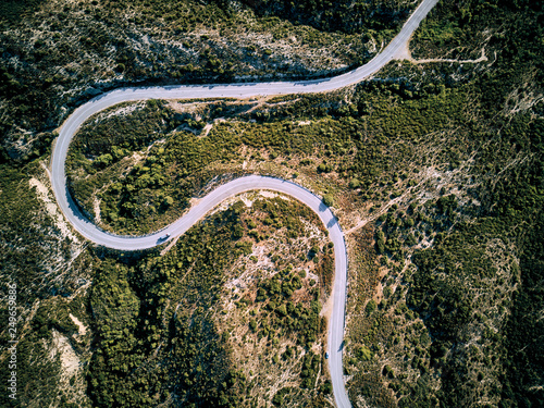 Winding road aerial view