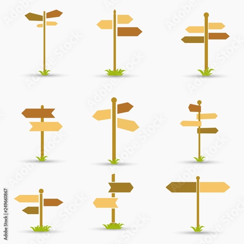 Road signs icons set. Flat design. Vector illustration