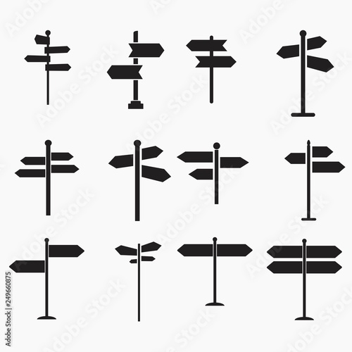 Road signs icons set. Flat design. Vector illustration