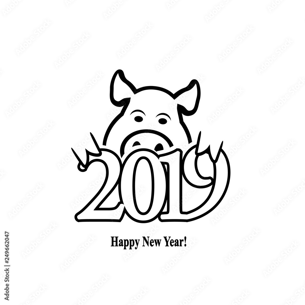 Fototapeta premium Year of the Earth Pig 2019 on the Chinese Calendar