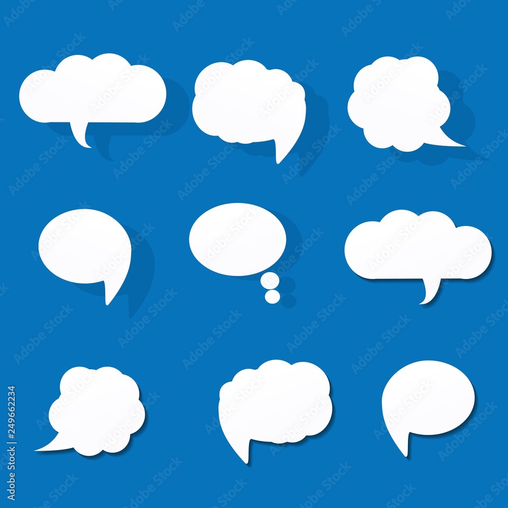 White paper bubbles for speech on an orange background White paper bubbles for speech on an orange background