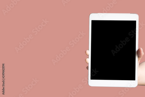 Mock up Copyspace Hands Digital Tablet Concept.Clipping Path