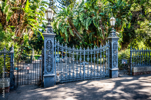 Adelaide botanic garden south Main gate entrance with old iron gate in Adelaide Australia