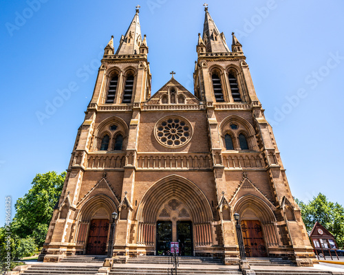 Front view of St. Peter's Cathedral facade an Anglican cathedral church in Adelaide Australia