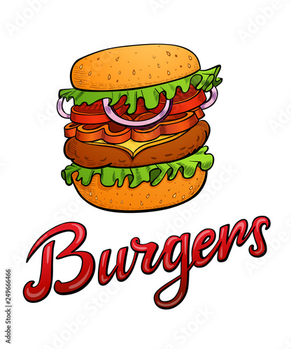 Burgers lettering and illustration