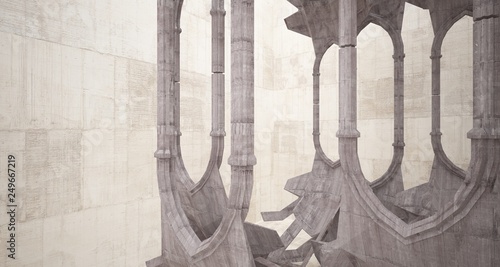 Obraz na płótnie Abstract concrete gothic interior. 3D illustration and rendering. w salonie