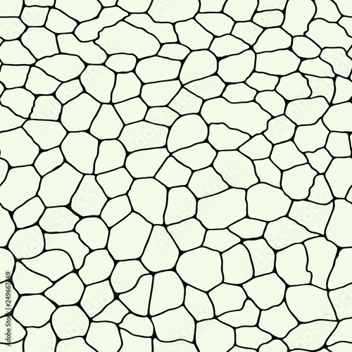 Monochrome craquelure seamless pattern. Cracked surface. Mosaic vector decor for wallpaper. Continuity pavement urban.