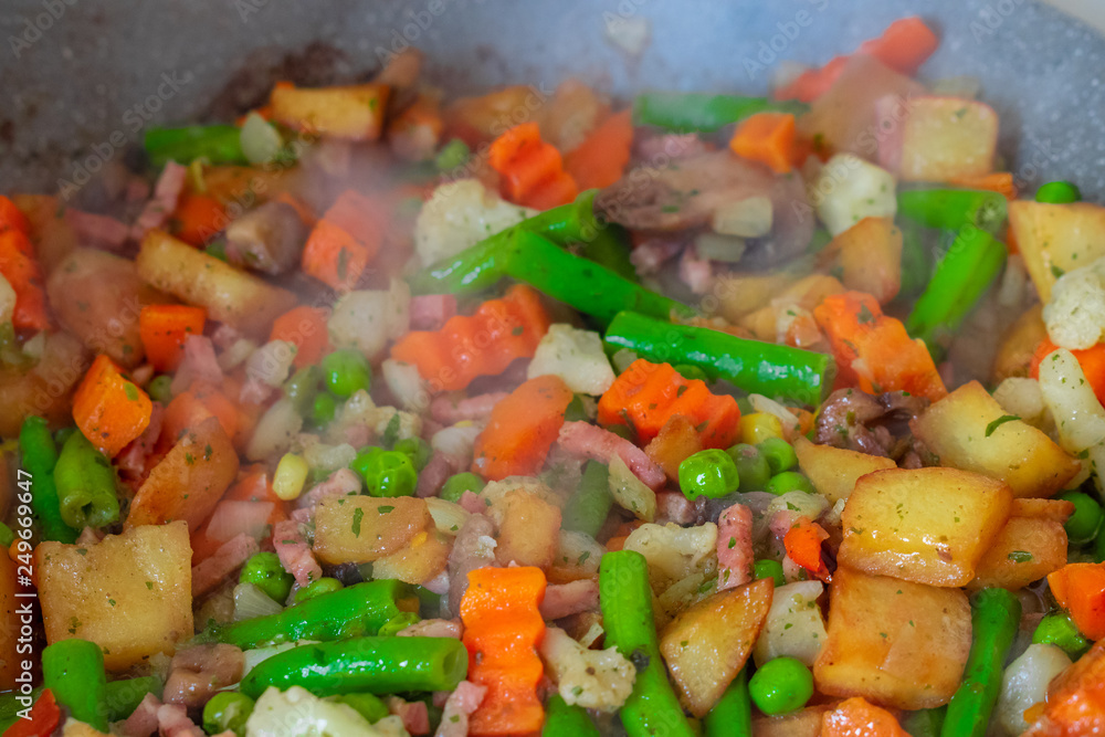 stir fried vegetables in the pan stir fried vegetables in the pan